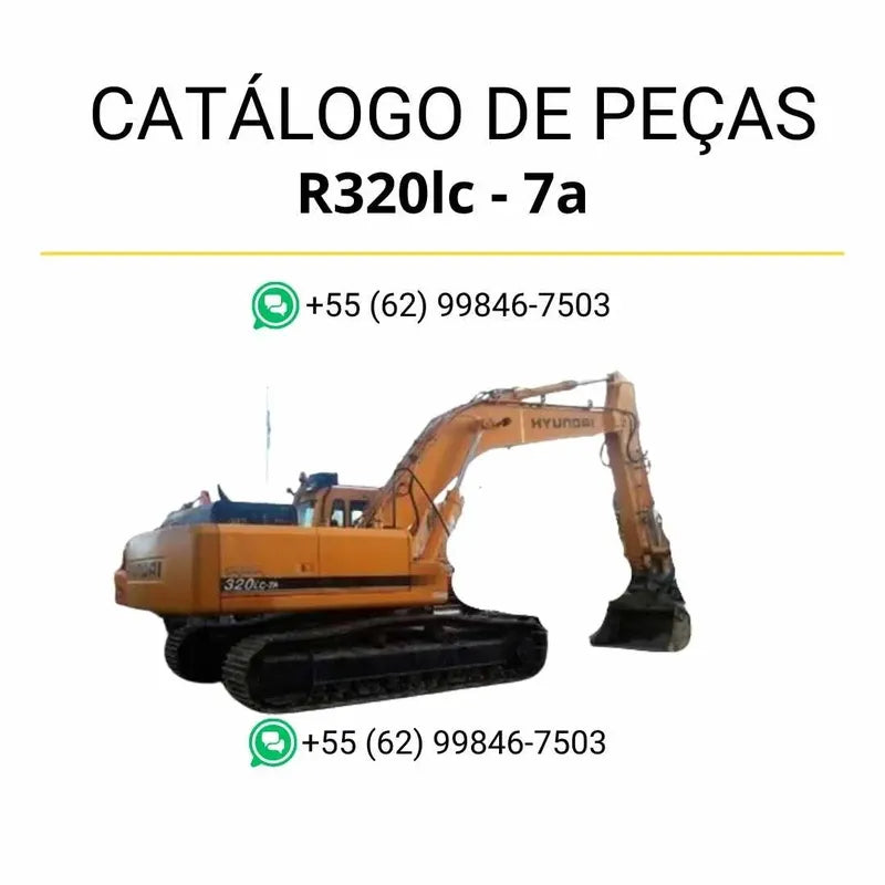 Catálogo de peças da escavadeira Hyundai R320LC-7A em PDF, com diagramas técnicos ilustrados e lista completa de componentes originais.