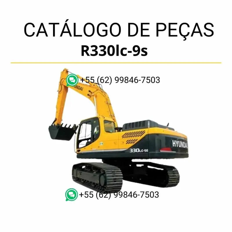 Catálogo de peças Hyundai R330LC-9S em inglês (PDF) com diagramas técnicos detalhados e lista completa de componentes da escavadeira.
