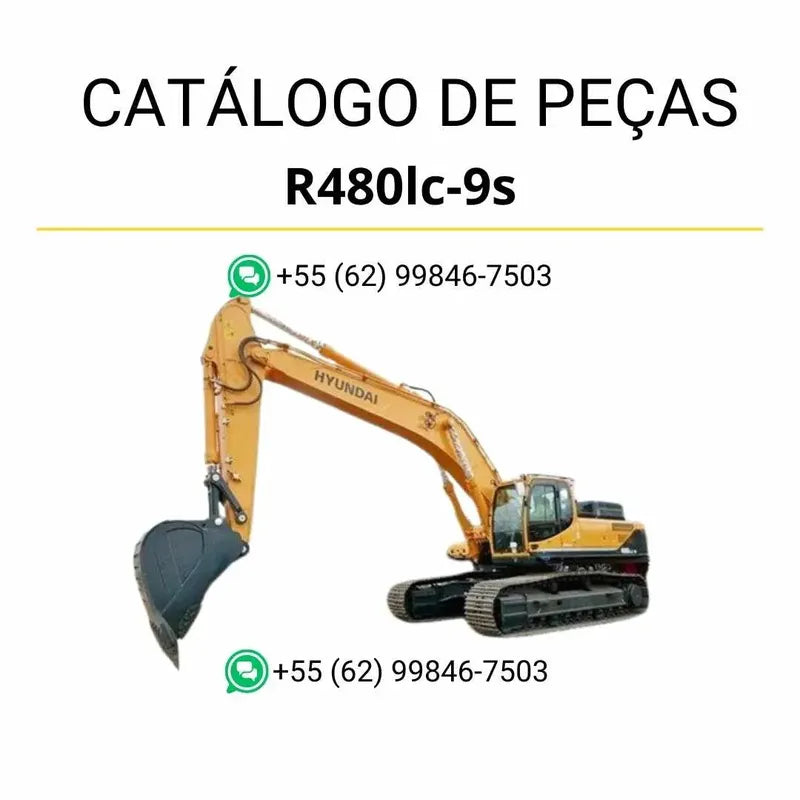 Catálogo de peças da escavadeira Hyundai R480LC-9S em PDF, com diagramas técnicos detalhados e lista completa de componentes originais.