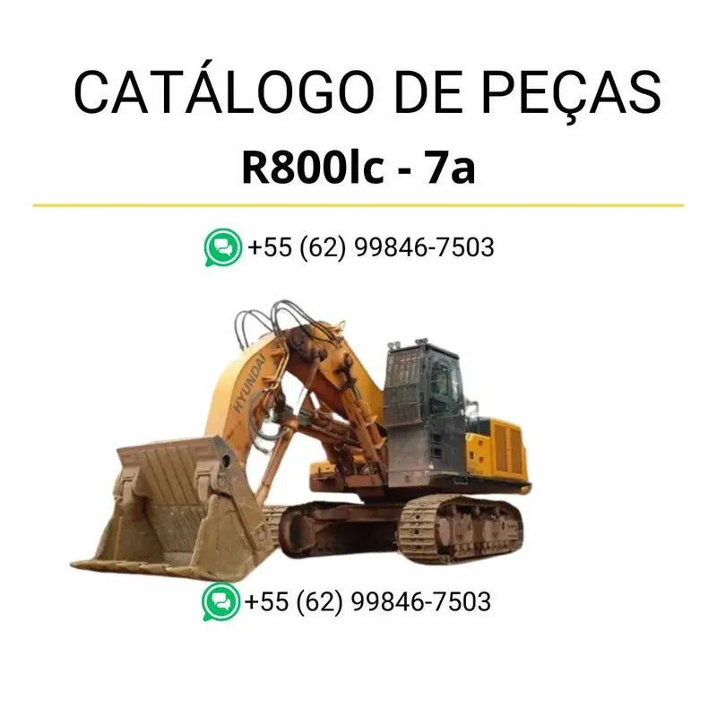 Catálogo de peças da escavadeira Hyundai R800LC-7A em PDF, com diagramas técnicos completos e lista detalhada de componentes originais.