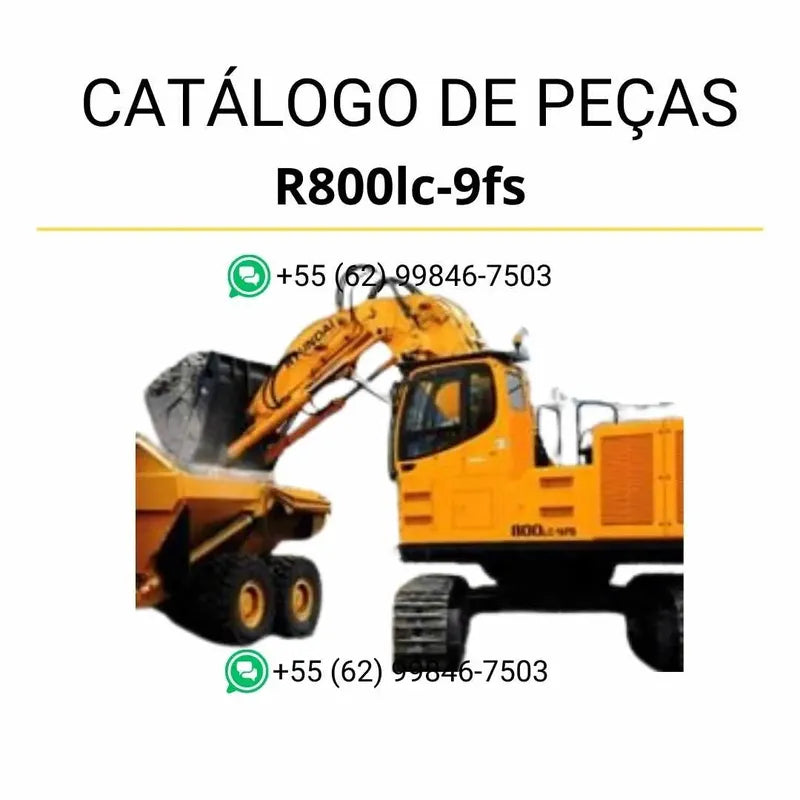 Catálogo de peças Hyundai R800LC-9FS em PDF, com diagramas técnicos ilustrados e lista completa de componentes originais da escavadeira.