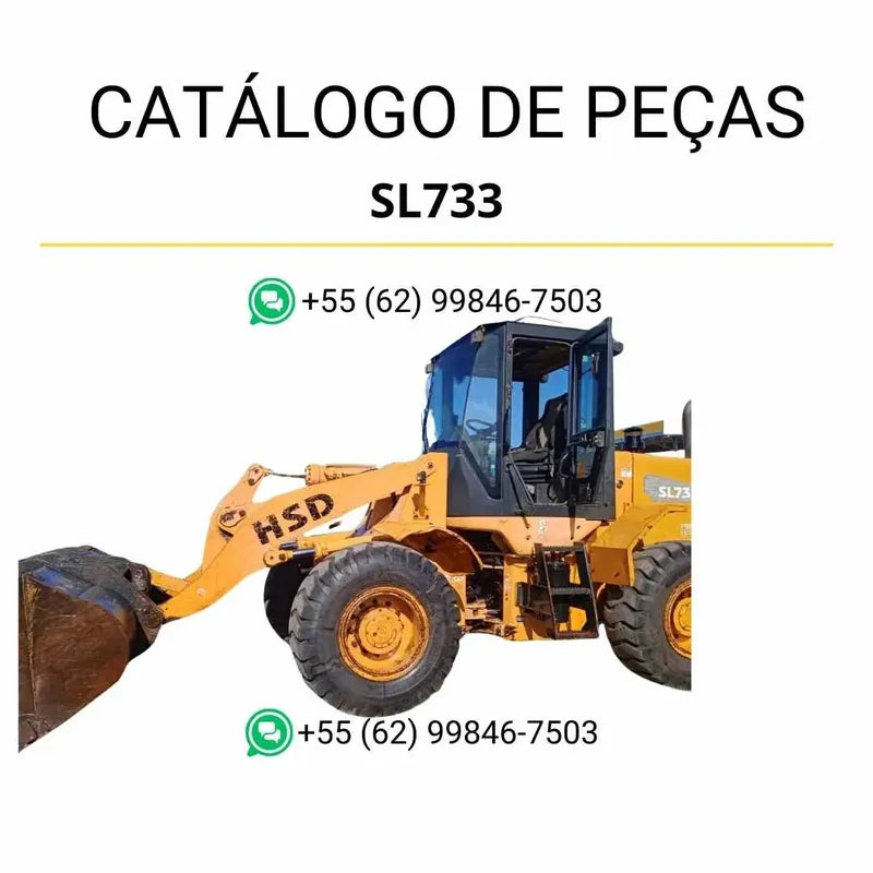 Catálogo de peças Hyundai SL733 para pá carregadeira em PDF com diagramas técnicos e identificação completa de componentes originais.