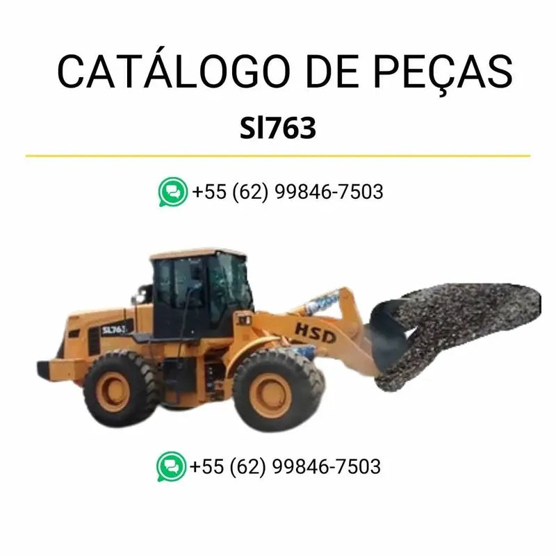 Catálogo de peças da pá carregadeira Hyundai SL763 em PDF, com diagramas técnicos detalhados e lista completa de componentes originais.