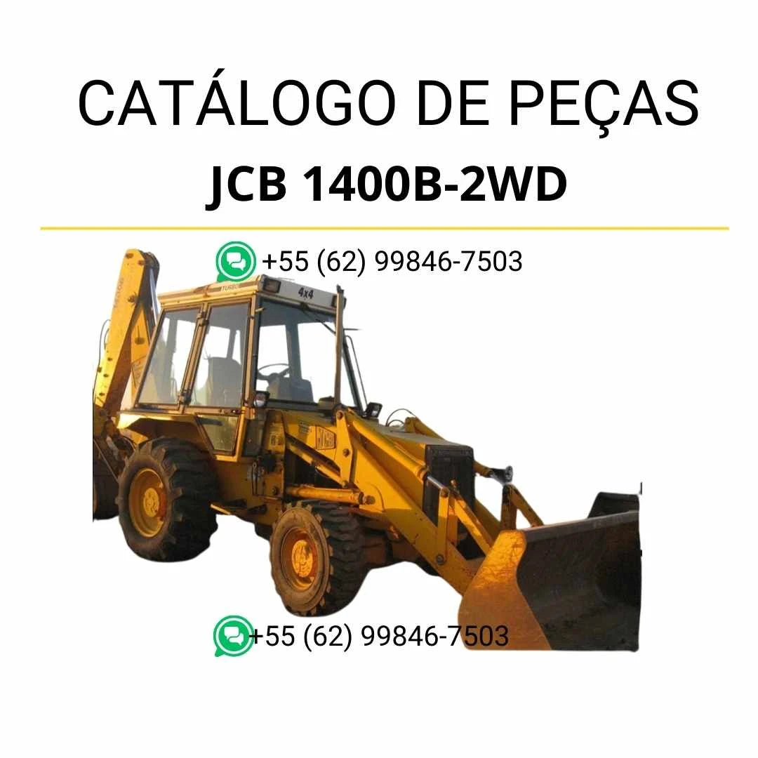 Catálogo de peças JCB 1400B 2WD em PDF, com diagramas detalhados e identificação completa dos componentes da retroescavadora