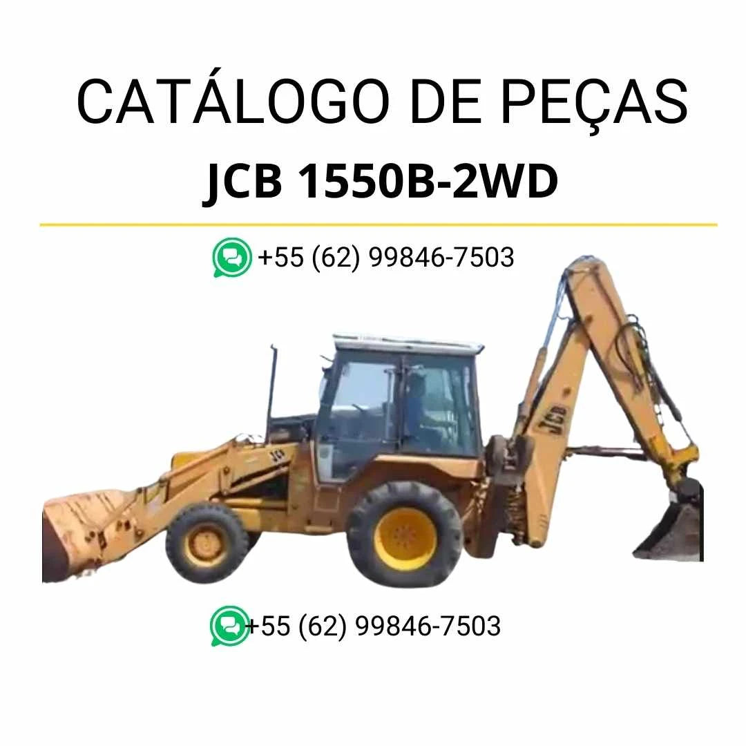 Catálogo de peças JCB 1550B 2WD em PDF, com diagramas detalhados e lista de componentes originais da retroescavadora