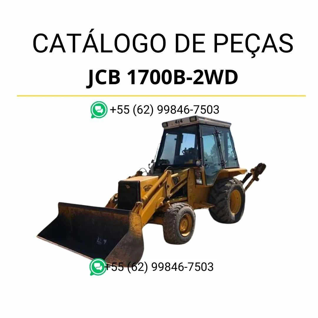 Catálogo de peças JCB 1700B 2WD em PDF, com diagramas detalhados e identificação completa dos componentes da retroescavadora