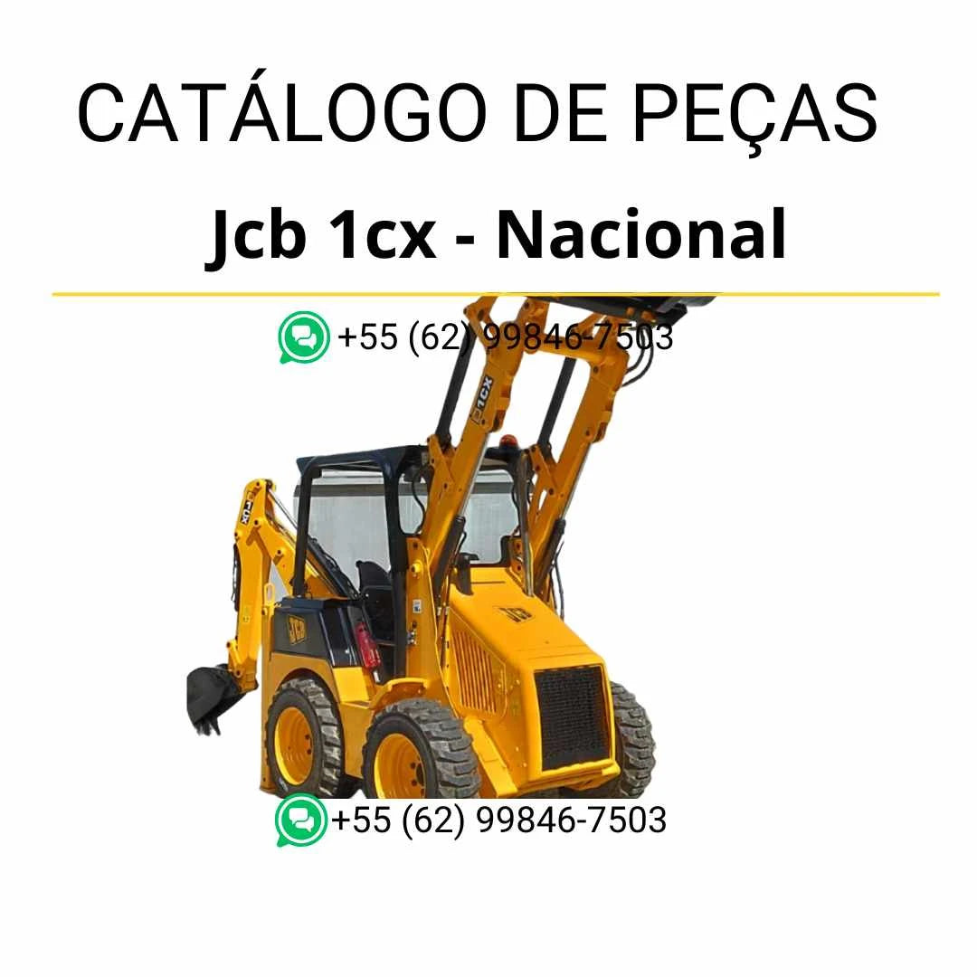 Catálogo de peças JCB 1CX nacional em PDF com ilustrações detalhadas, componentes originais e identificação completa do equipamento