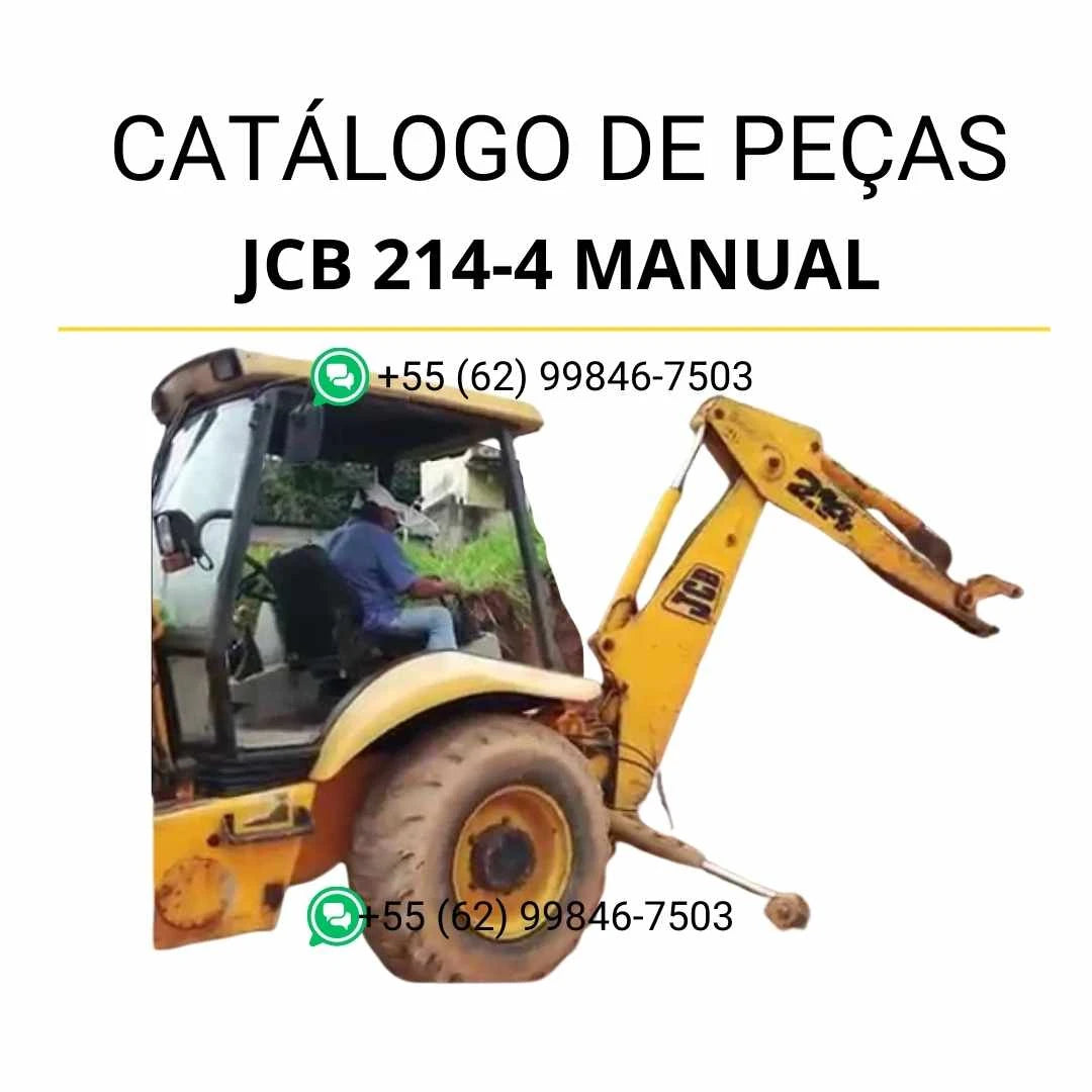 Catálogo de peças JCB 214-4 Manual em PDF, com ilustrações detalhadas e identificação completa dos componentes da retroescavadora