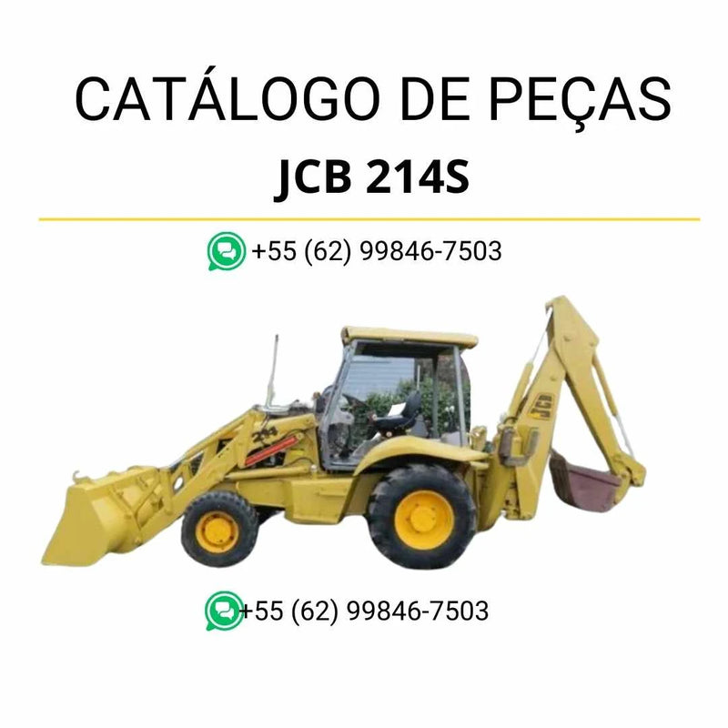 Catálogo de peças JCB 214S/4CX 14 em PDF, trazendo ilustrações técnicas e identificação completa dos componentes da retroescavadora