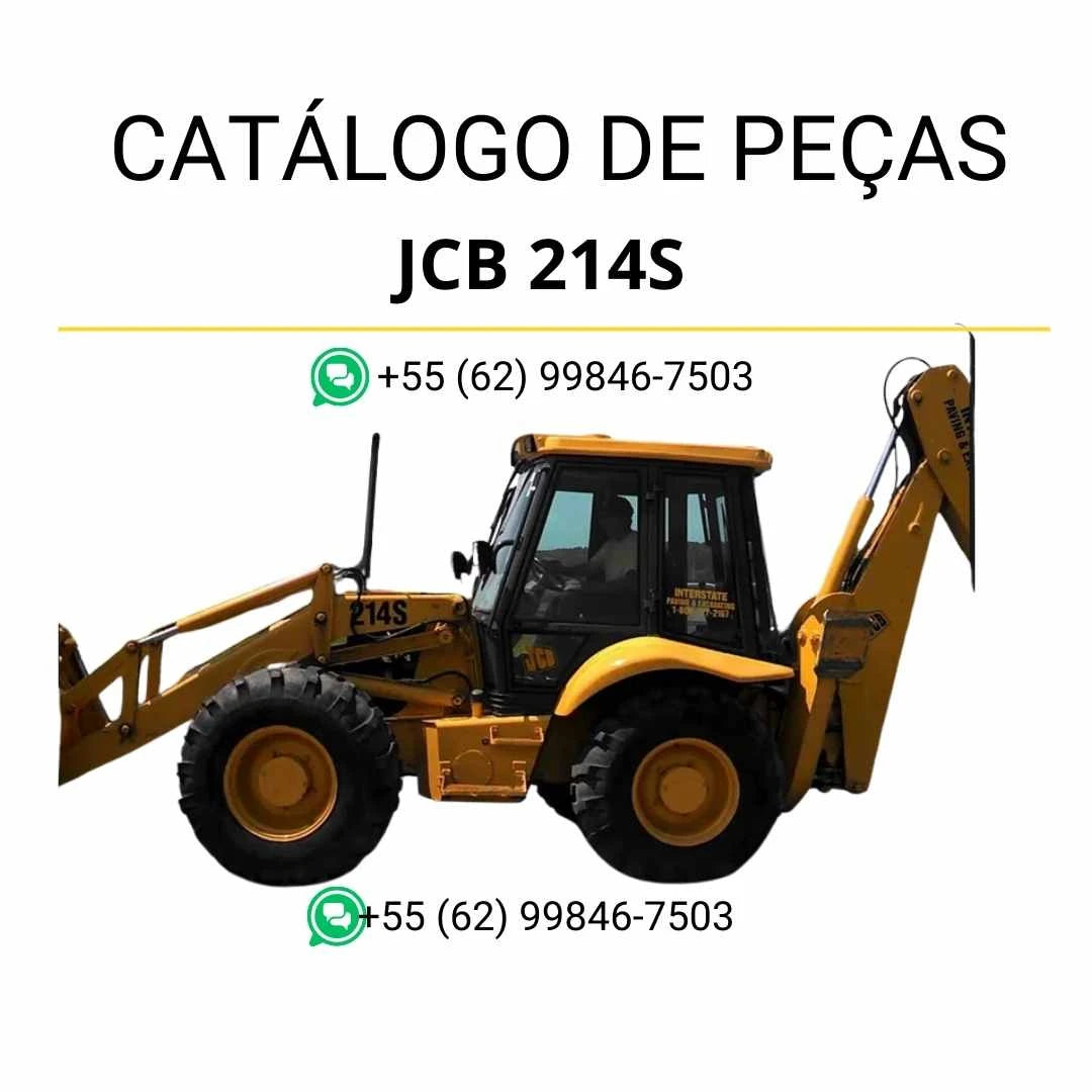 Catálogo de peças JCB 214S em PDF, trazendo vistas explodidas e identificação técnica dos componentes da retroescavadora