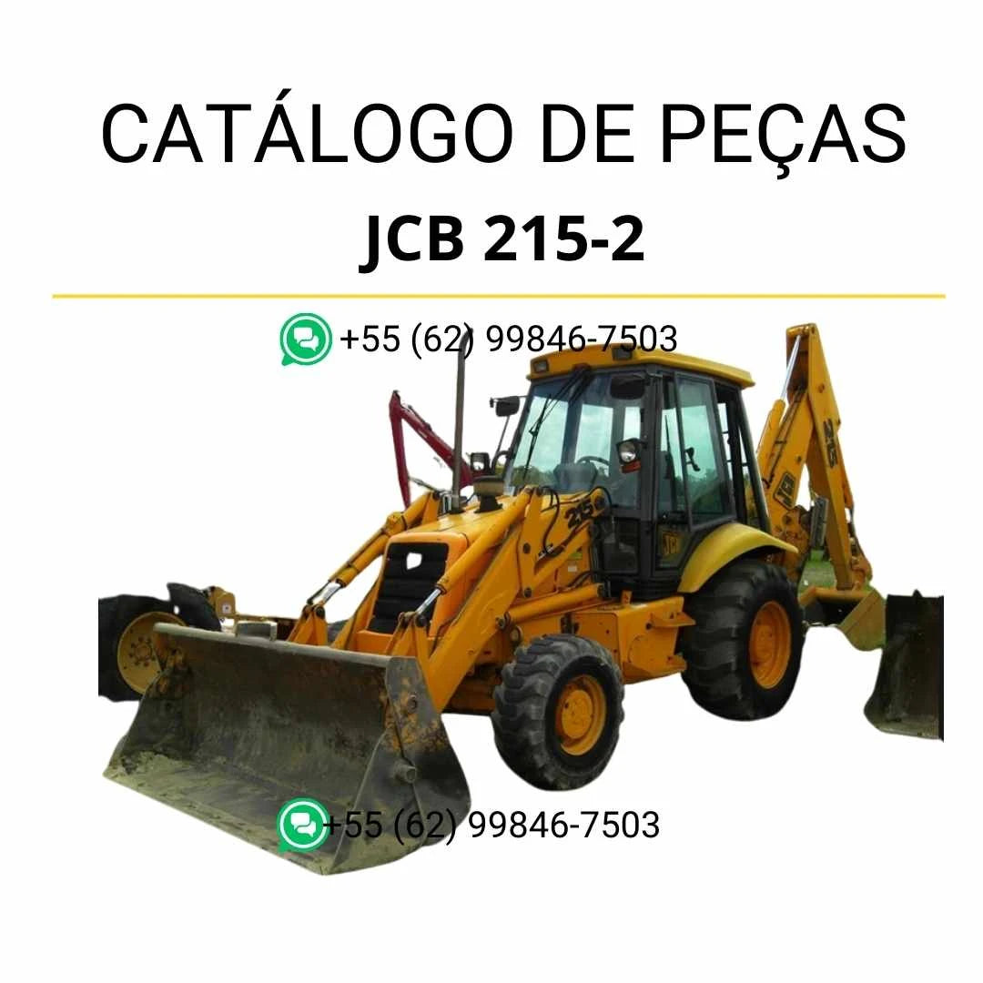 Catálogo de peças JCB 215-2 em PDF, com ilustrações detalhadas e identificação completa dos componentes da retroescavadora