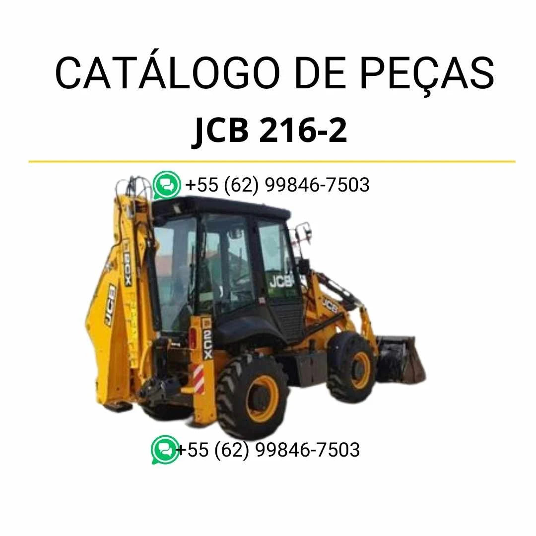 Catálogo de peças JCB 216-2 em PDF, com diagramas claros e identificação detalhada dos componentes da retroescavadora