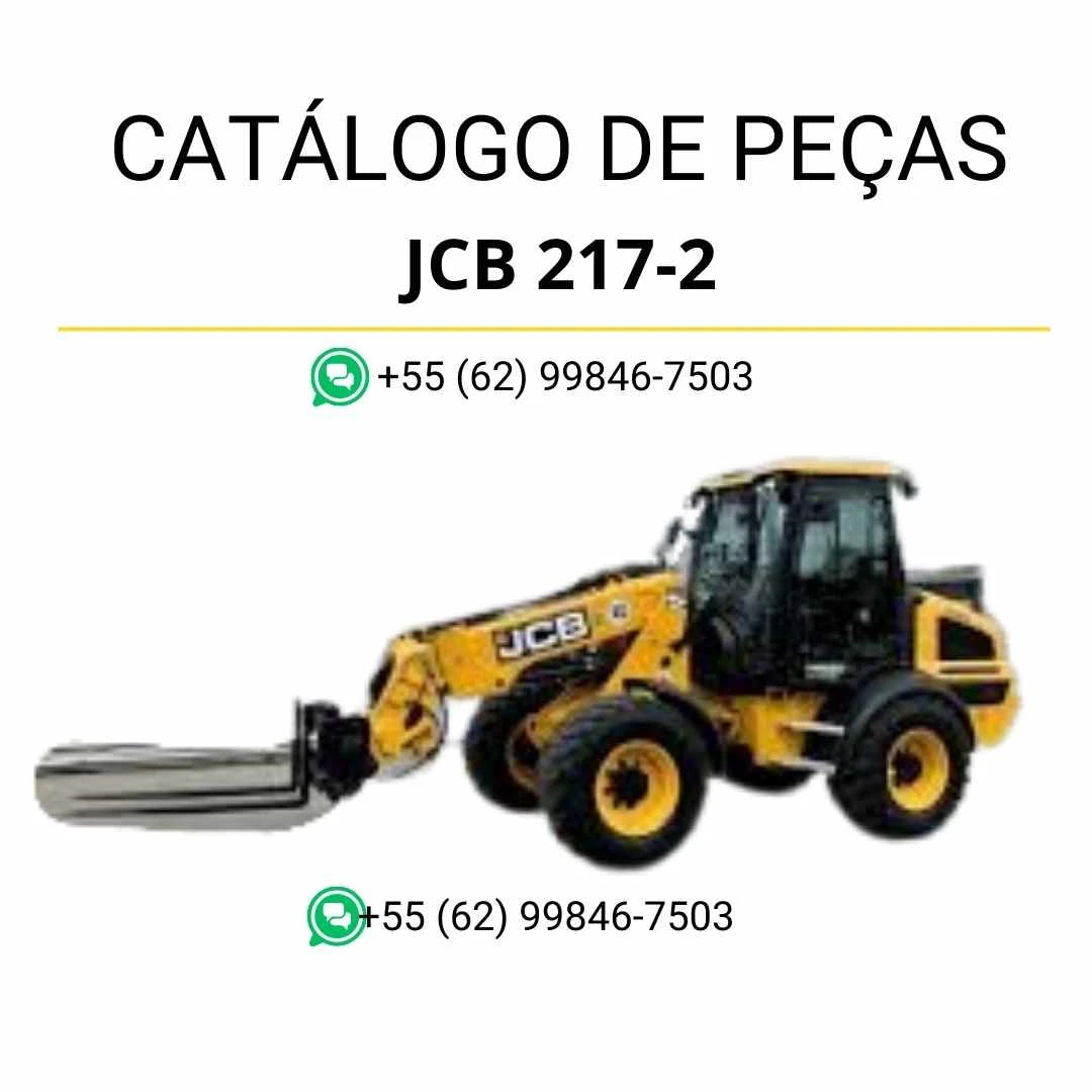 Catálogo de peças JCB 217-2 em PDF, apresentando ilustrações técnicas e identificação completa dos componentes da retroescavadora