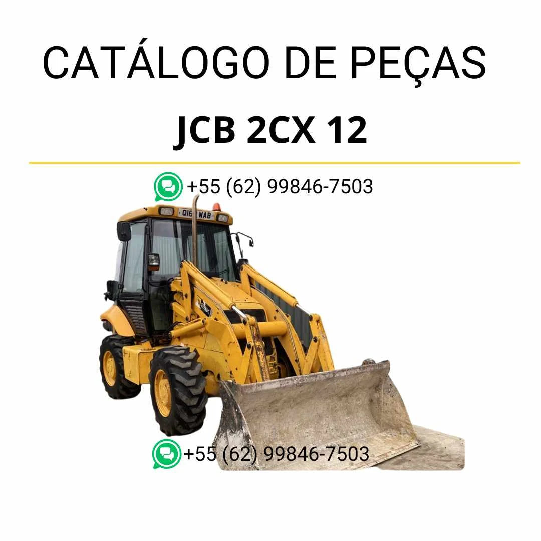 Catálogo de peças JCB 2CX 12 em PDF com diagramas completos, identificação de componentes e detalhes técnicos da retroescavadora