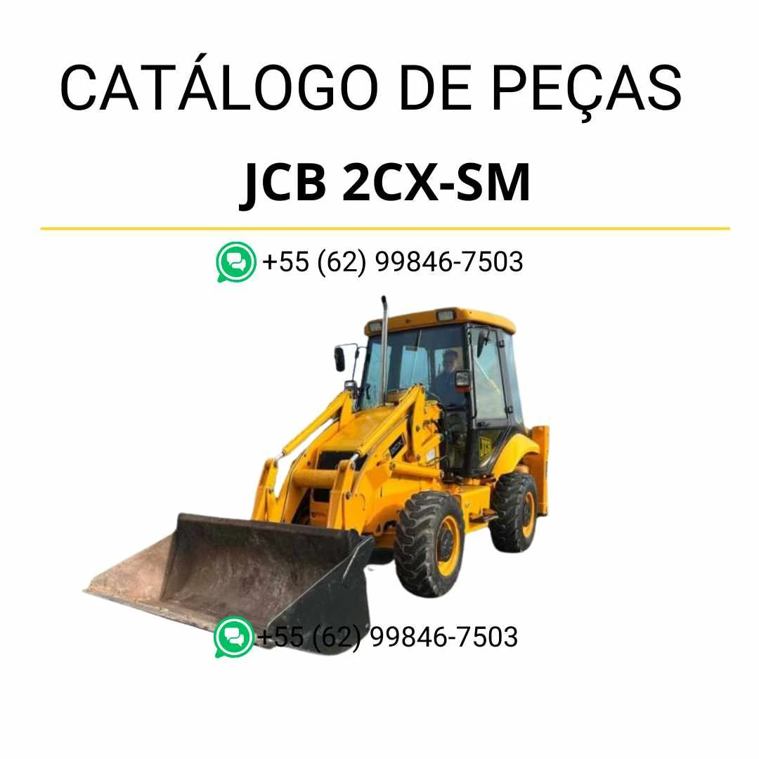 Catálogo de peças JCB 2CX-SM em PDF com diagramas técnicos detalhados, componentes originais e vistas completas da retroescavadora