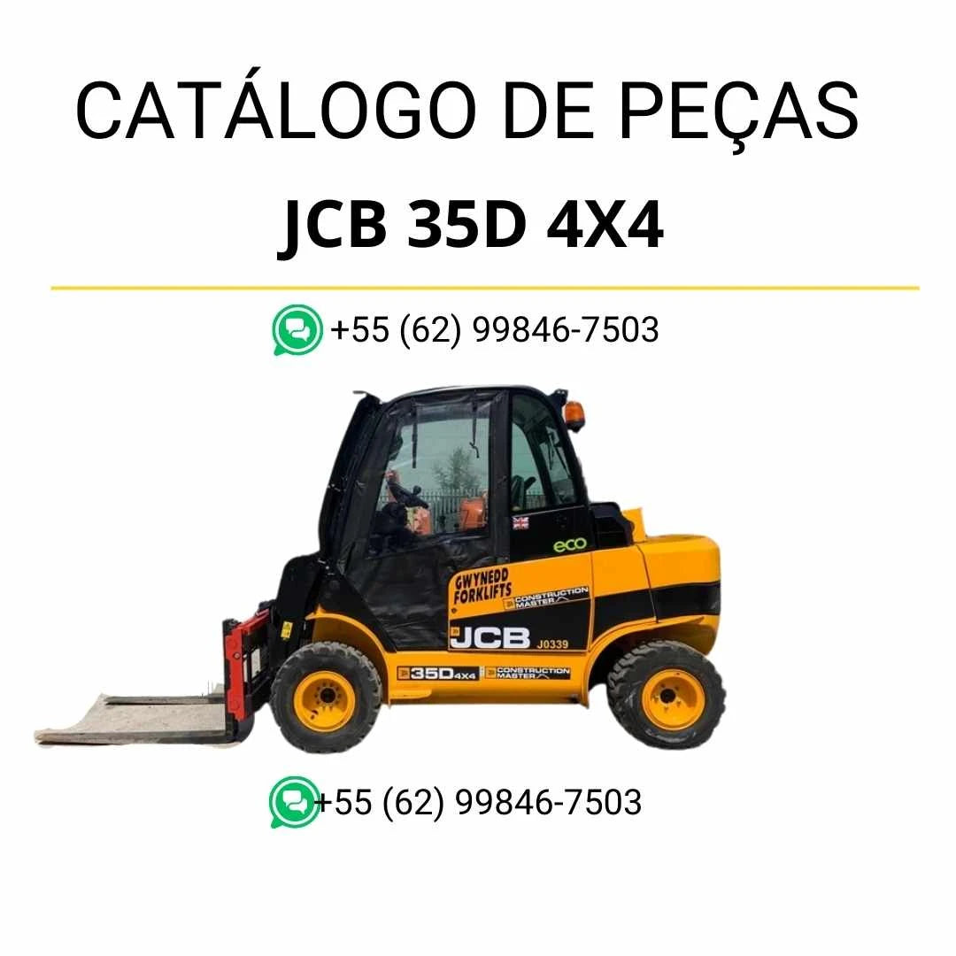 Catálogo de peças JCB 35D 4x4 em PDF, com diagramas completos, vistas técnicas detalhadas e identificação dos componentes do Teletruk.