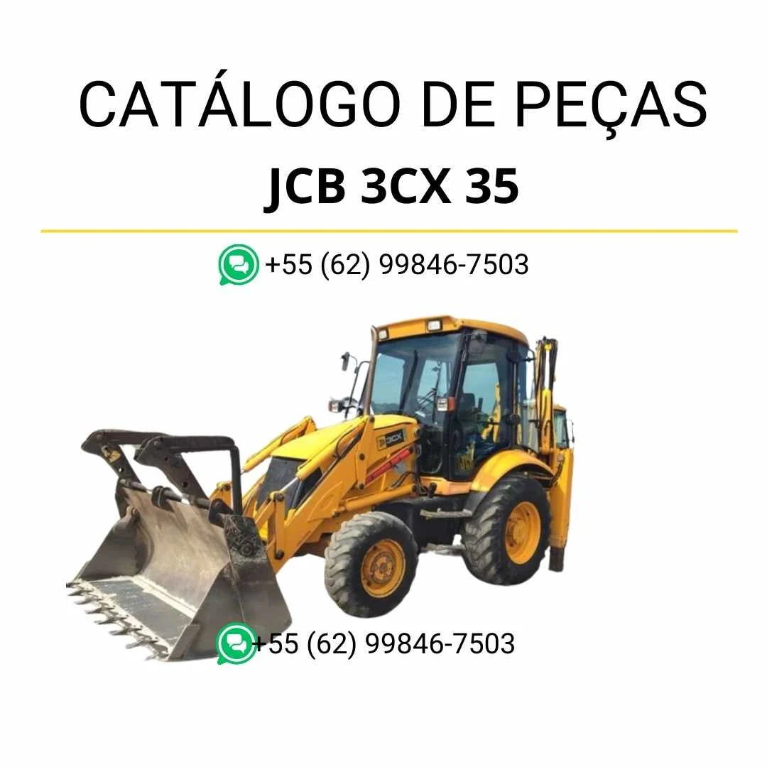 Catálogo de peças JCB 3CX 35 em PDF, com ilustrações técnicas e identificação completa dos componentes da retroescavadora