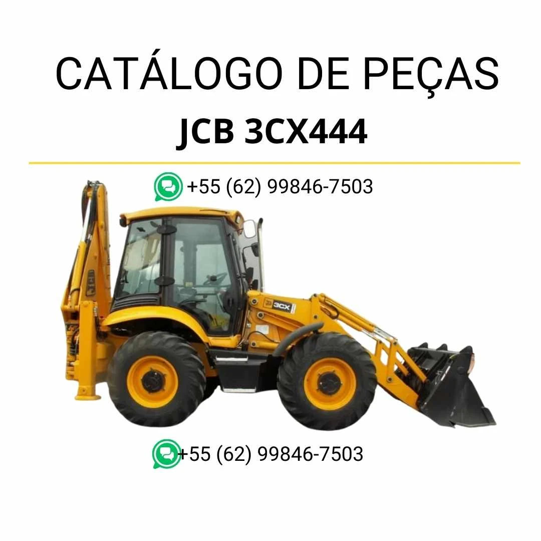 Catálogo de peças JCB 3CX444 Contractor em PDF, com ilustrações técnicas e lista detalhada de componentes da retroescavadora
