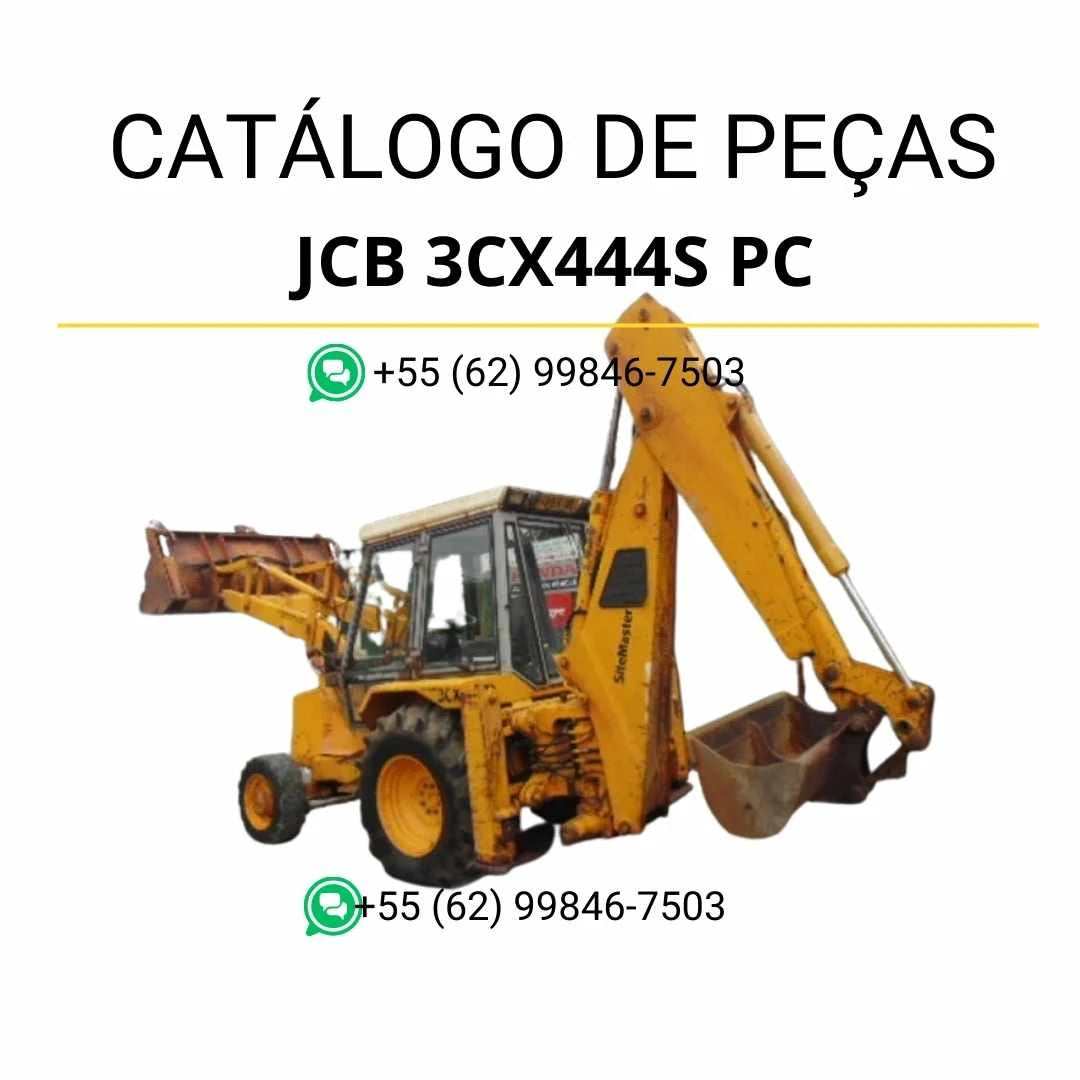 Catálogo de peças JCB 3CX444S PC em PDF com ilustrações técnicas e identificação detalhada dos componentes da retroescavadora