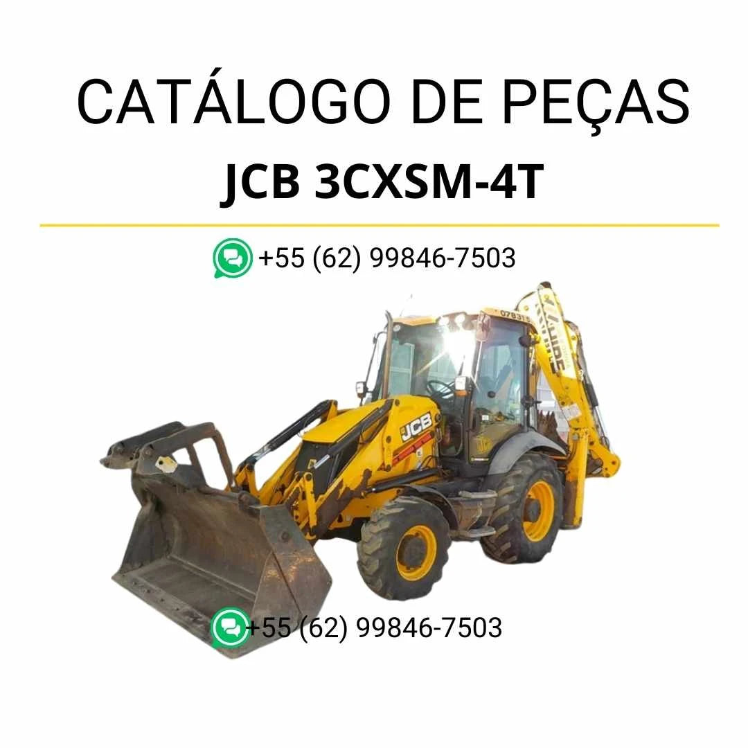 Catálogo de peças JCB 3CXSM 4T em PDF, trazendo ilustrações técnicas e identificação completa dos componentes da retroescavadora