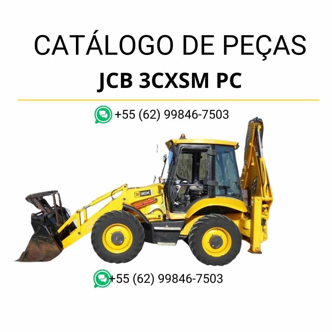 Catálogo de peças JCB 3CXSM PC em PDF, com ilustrações técnicas detalhadas e identificação completa dos componentes da retroescavadora