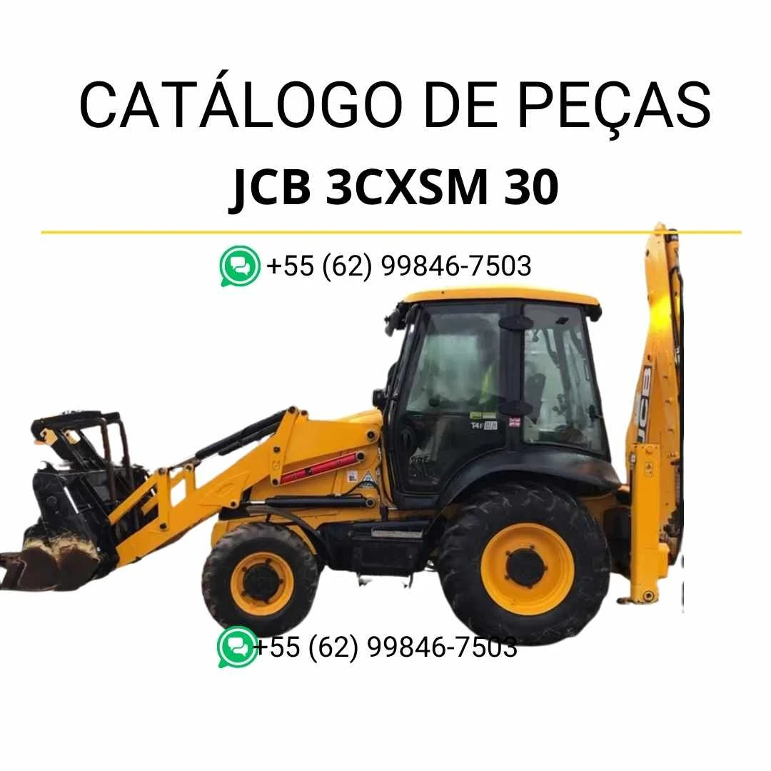 Catálogo de peças JCB 3CXSM 30 em PDF, com ilustrações detalhadas e identificação completa dos componentes da retroescavadora
