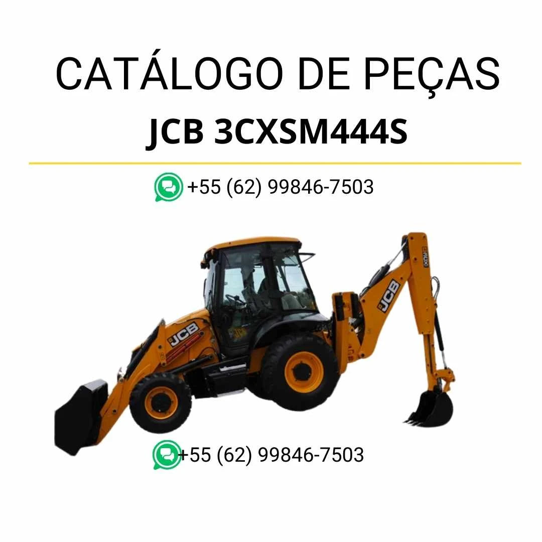 Catálogo de peças JCB 3CXSM444S Super em PDF, com ilustrações técnicas e identificação detalhada dos componentes da retroescavadora