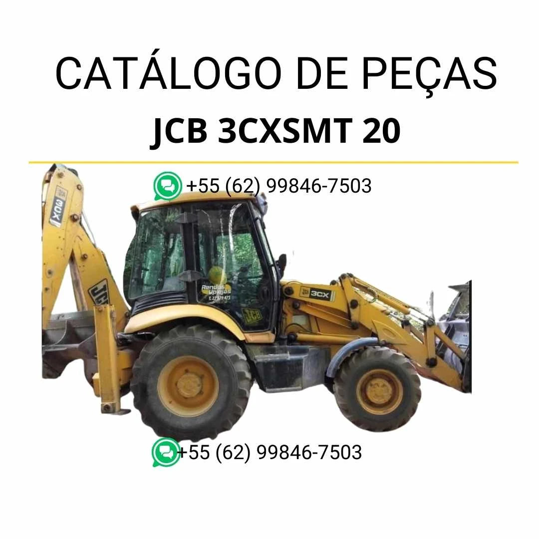 Catálogo de peças JCB 3CXSMT 20 em PDF, com esquemas ilustrados e identificação completa dos componentes da retroescavadora