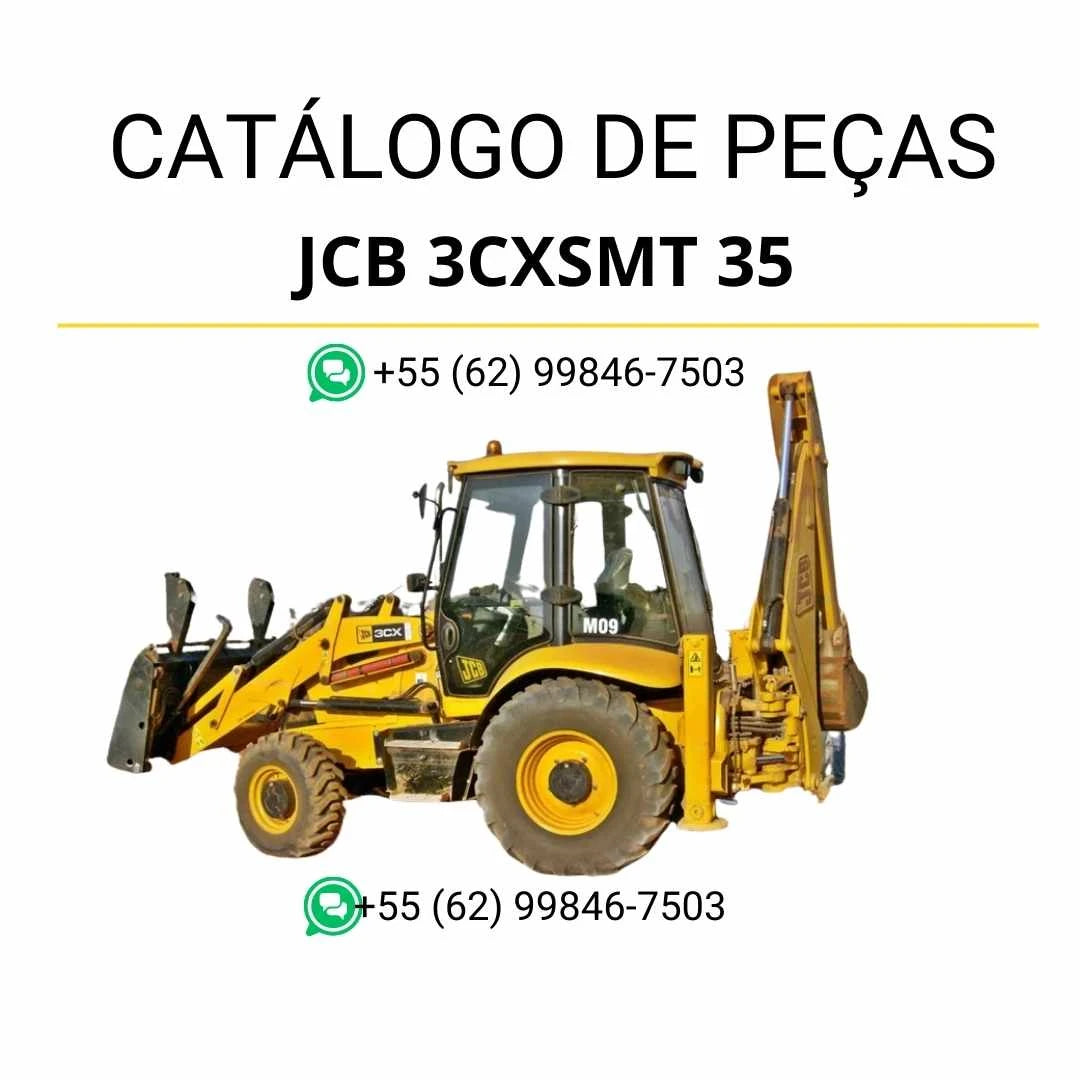 Catálogo de peças JCB 3CXSMT 35 em PDF, com ilustrações técnicas e identificação completa dos componentes da retroescavadora