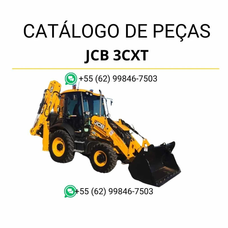 Catálogo de peças JCB 3CXT em PDF, trazendo identificação de componentes e ilustrações técnicas da retroescavadora