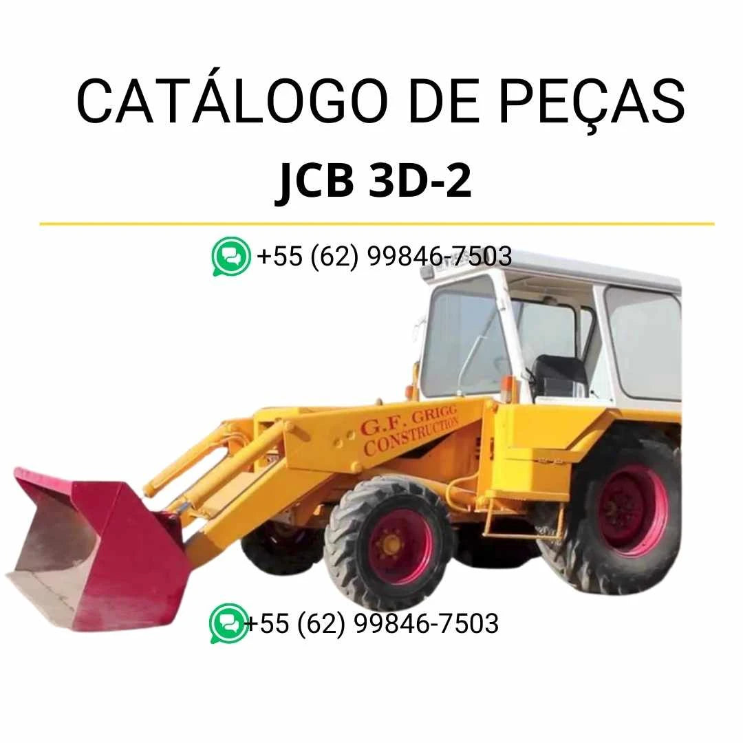Catálogo de peças JCB 3D-2 em PDF com listas originais e diagramas detalhados para manutenção da retroescavadora