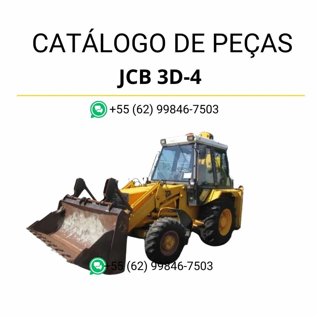 Catálogo de peças JCB 3D-4 em PDF com detalhes de componentes e vistas técnicas da retroescavadora
