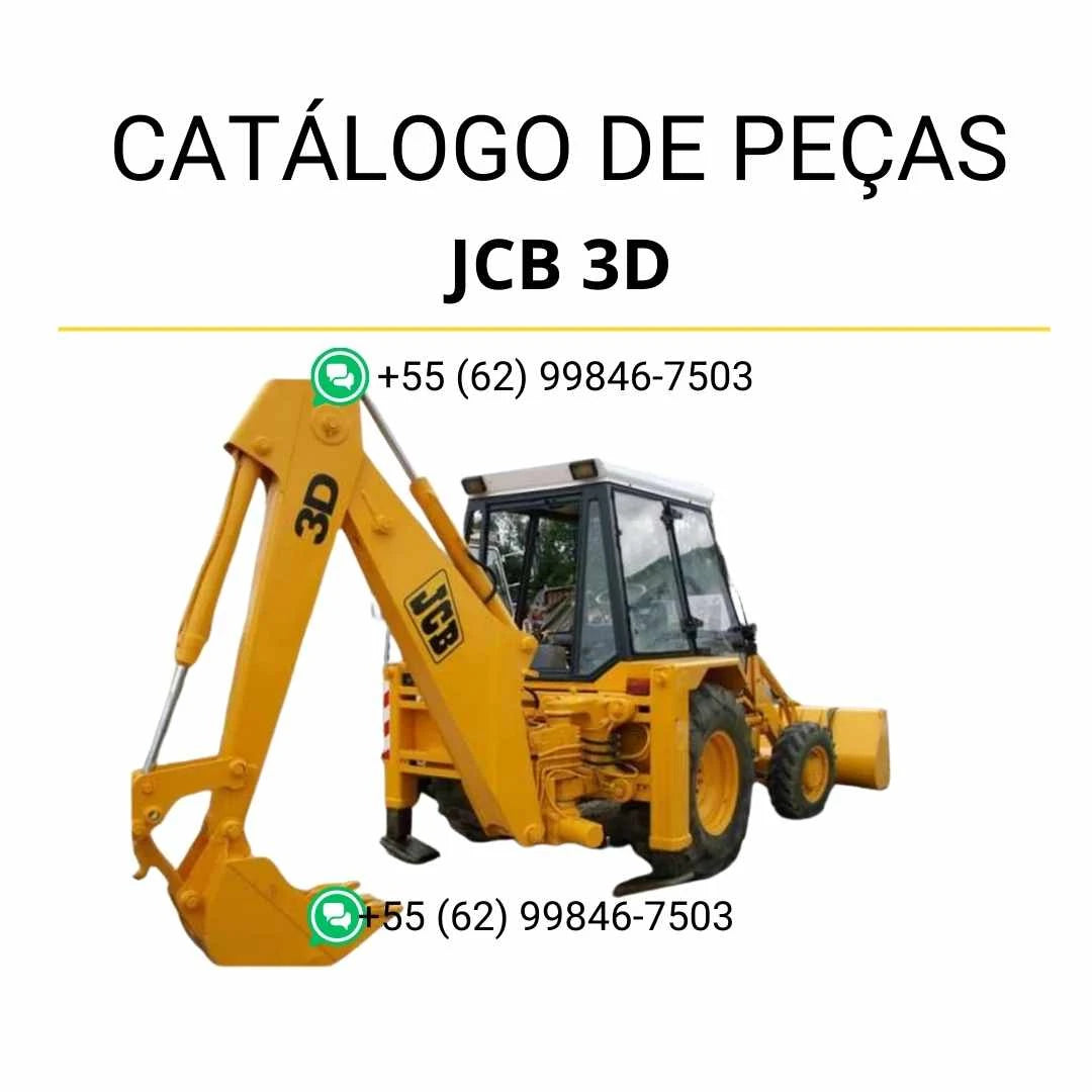 Catálogo de peças JCB 3D em PDF com ilustrações técnicas e componentes originais da retroescavadora