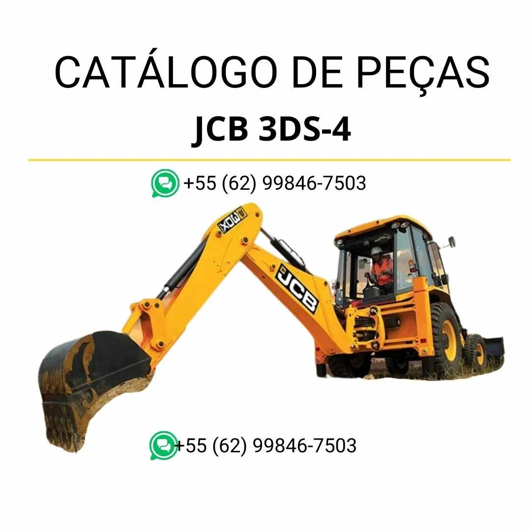 Catálogo de peças JCB 3DS-4 em PDF com diagramas técnicos e lista detalhada de componentes da retroescavadora