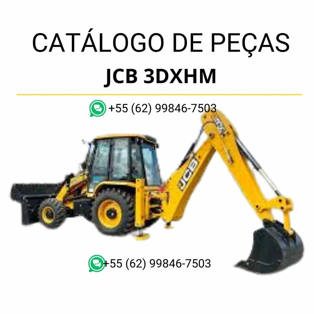 Catálogo de peças JCB 3DXHM em PDF com ilustrações técnicas e identificação completa dos sistemas da retroescavadora