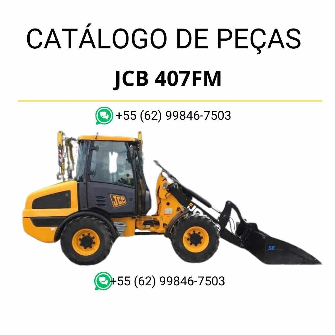 Catálogo de peças JCB 407FM em PDF com diagramas técnicos e identificação completa dos componentes do carregador de rodas