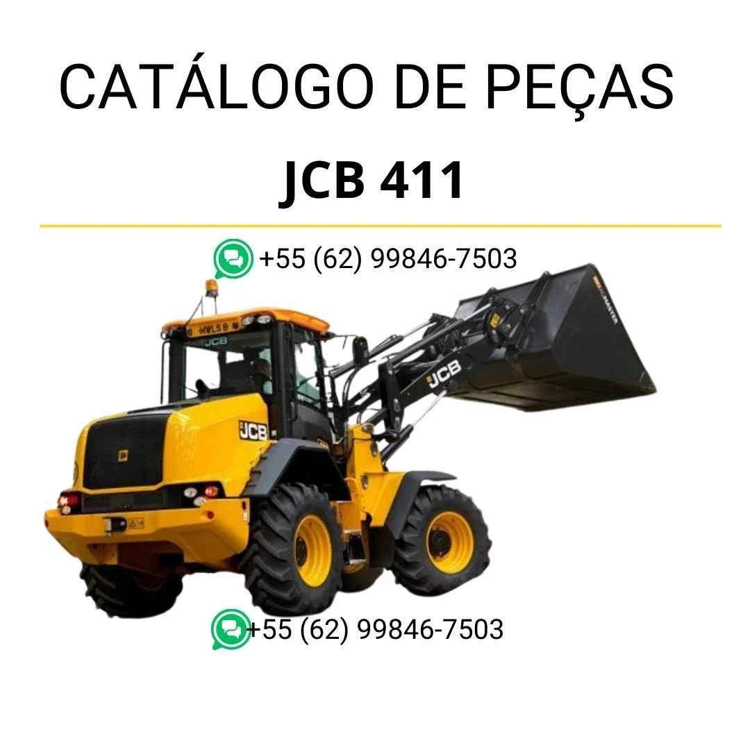 Catálogo de peças JCB 411 em PDF com ilustrações técnicas detalhadas e identificação completa dos componentes do carregador de rodas