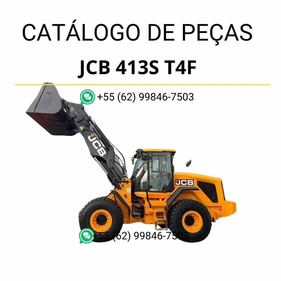 Catálogo de peças JCB 413S T4F em PDF com diagramas ilustrados e identificação completa dos componentes do carregador de rodas