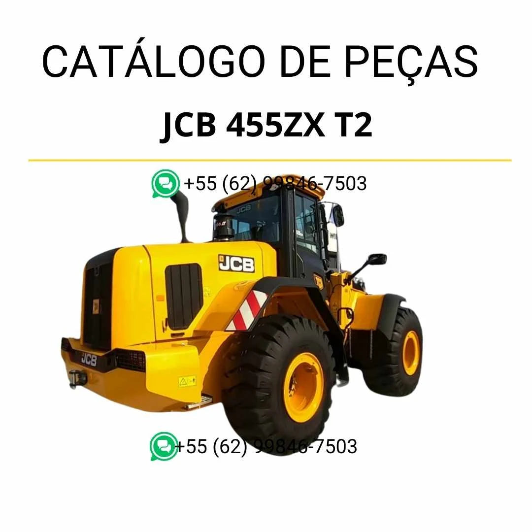 Catálogo de peças JCB 455ZX T2 em PDF, com diagramas detalhados e lista técnica dos componentes do carregador de rodas