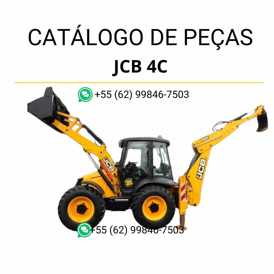Catálogo de peças JCB 4C em PDF, com ilustrações técnicas e identificação completa dos componentes da retroescavadora