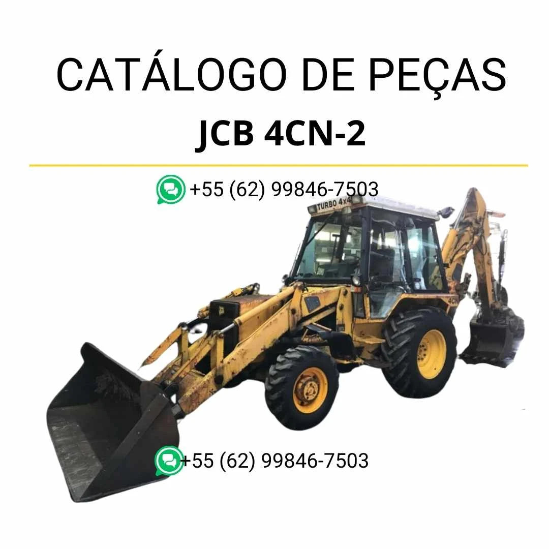 Catálogo de peças JCB 4CN-2 em PDF, com lista detalhada de componentes e ilustrações técnicas da retroescavadora