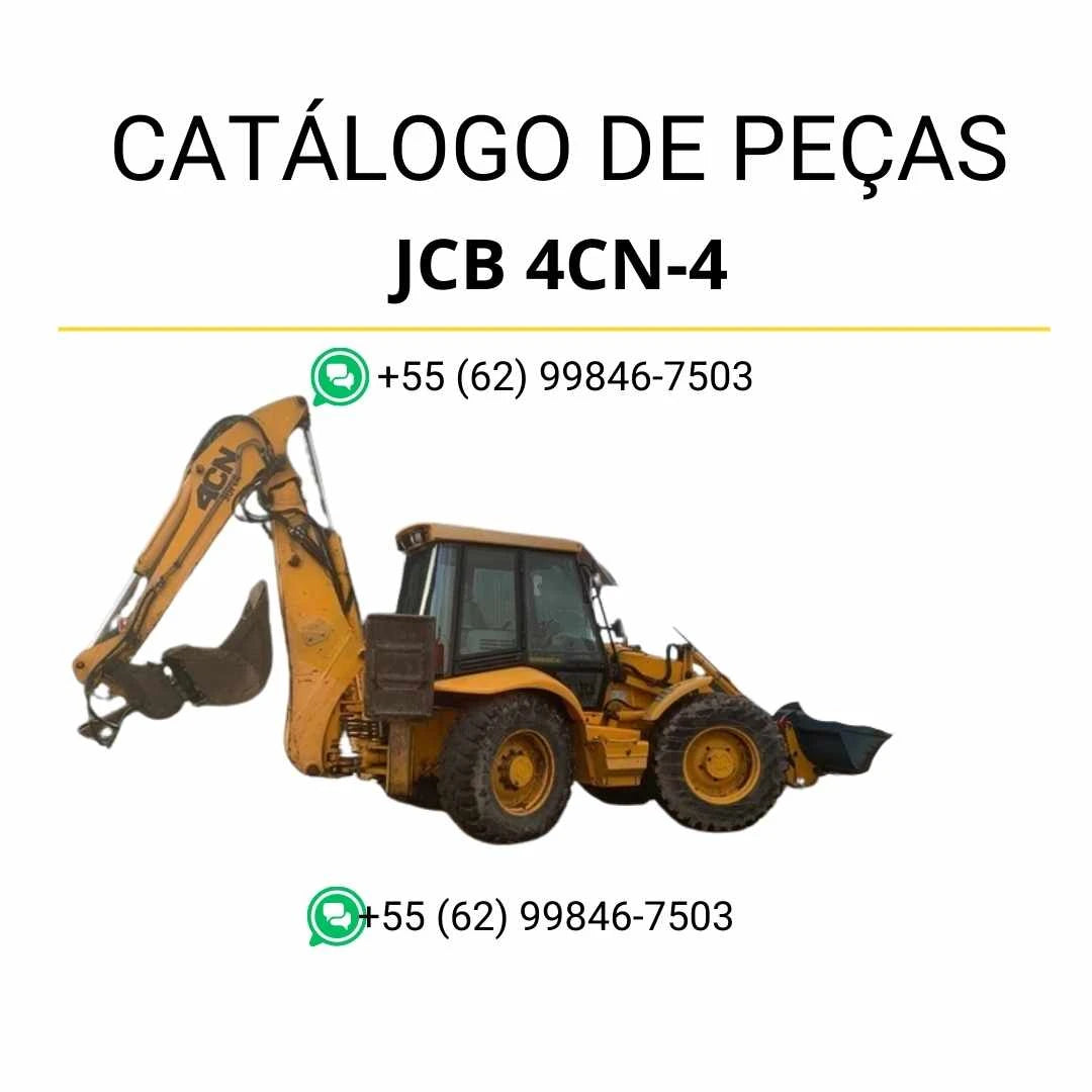 Catálogo de peças JCB 4CN-4 em PDF com ilustrações técnicas e identificação completa dos componentes da retroescavadora