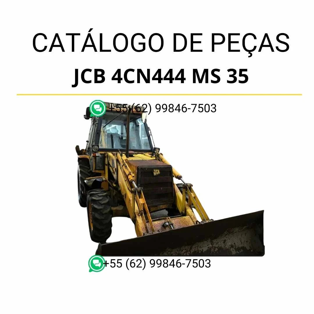 Catálogo de peças JCB 4CN 444 MS 30 em PDF, com ilustrações técnicas e identificação completa dos componentes da retroescavadora