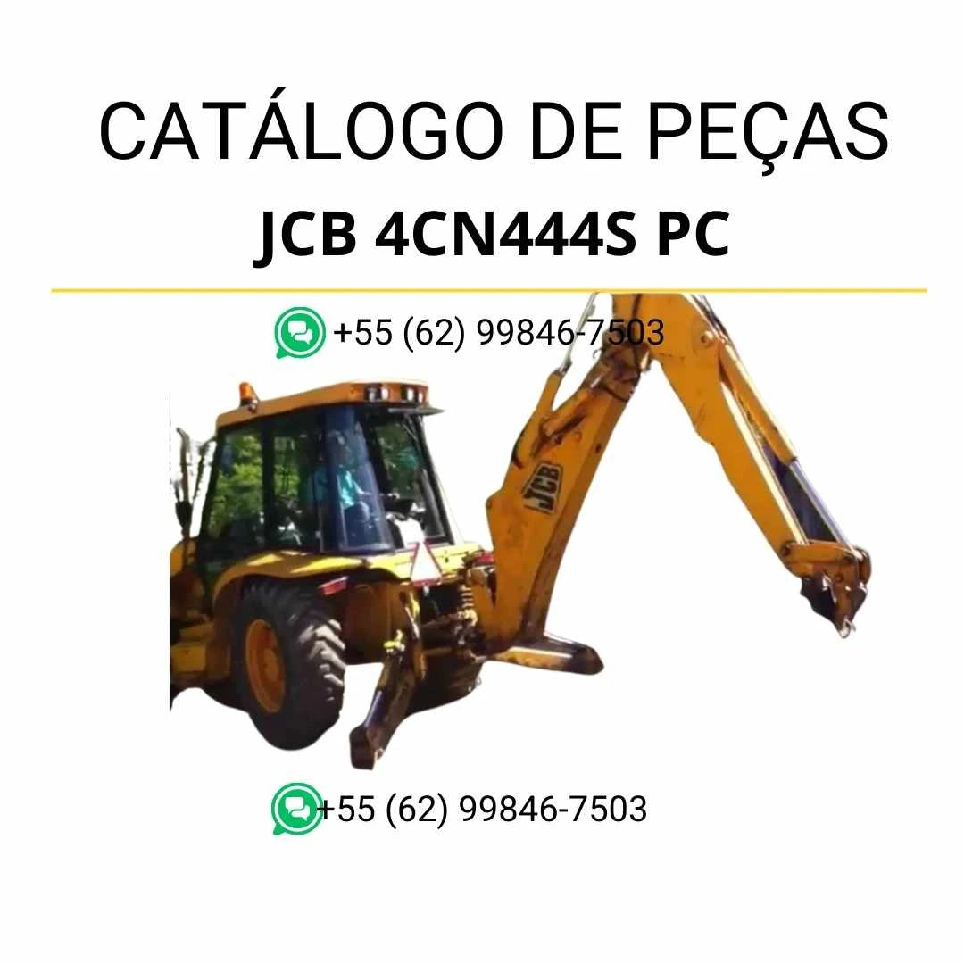 Catálogo de peças JCB 4CN444S PC em PDF com ilustrações técnicas e identificação completa dos componentes da retroescavadora