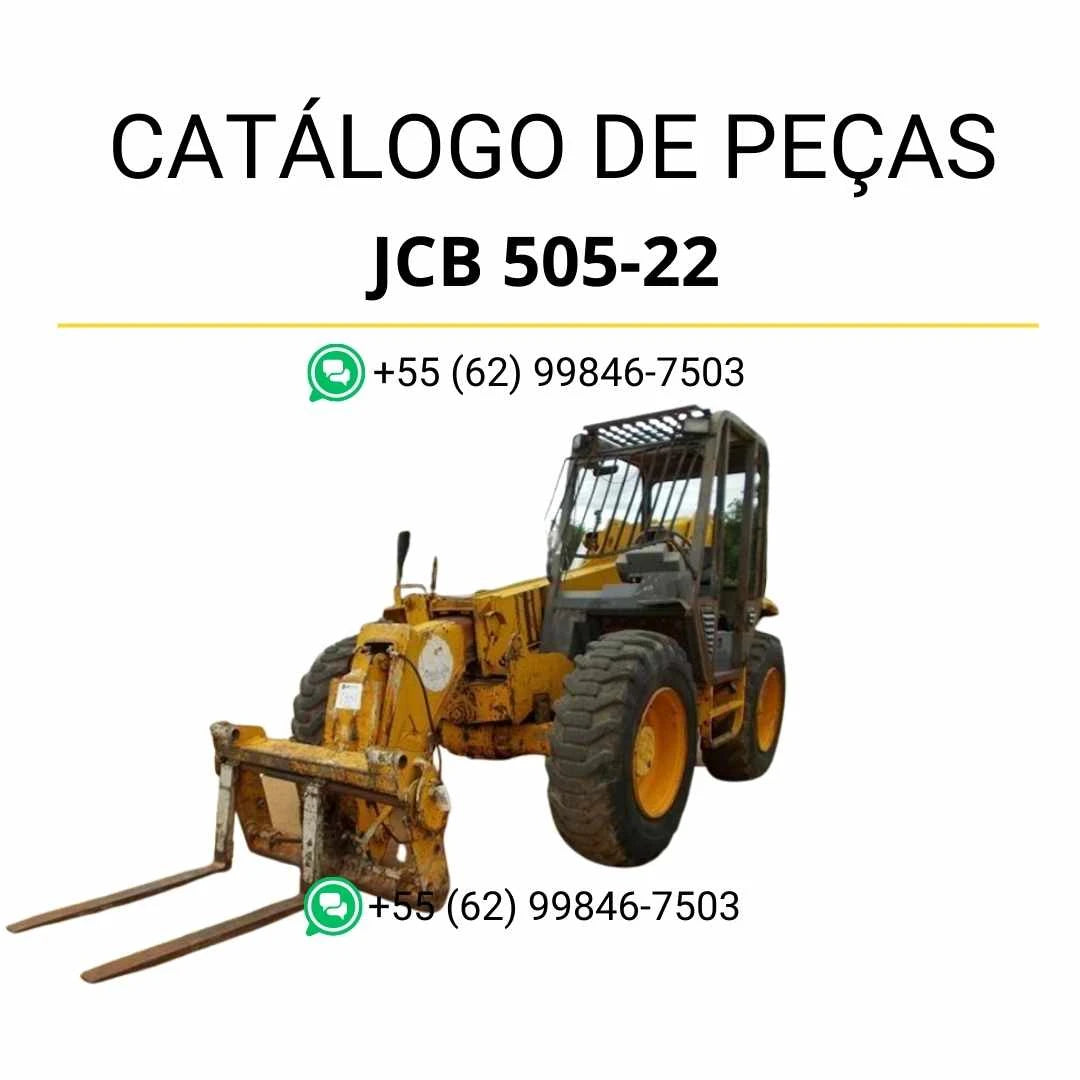 Catálogo de peças JCB 505-22 em PDF para manipuladores telescópicos, com ilustrações técnicas e identificação detalhada dos componentes originais