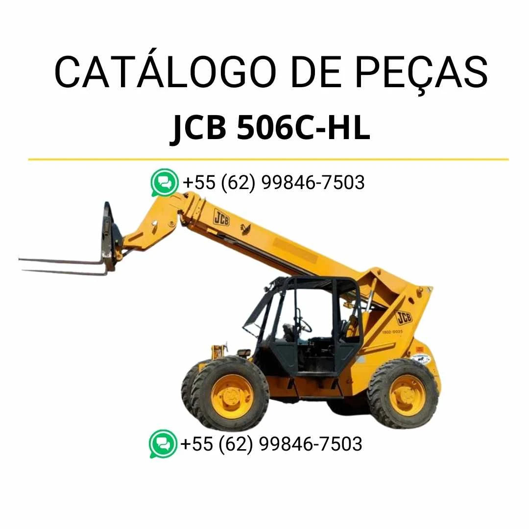 Catálogo de peças JCB 506C-HL para manipuladores telescópicos em PDF, com ilustrações técnicas detalhadas e identificação completa dos componentes