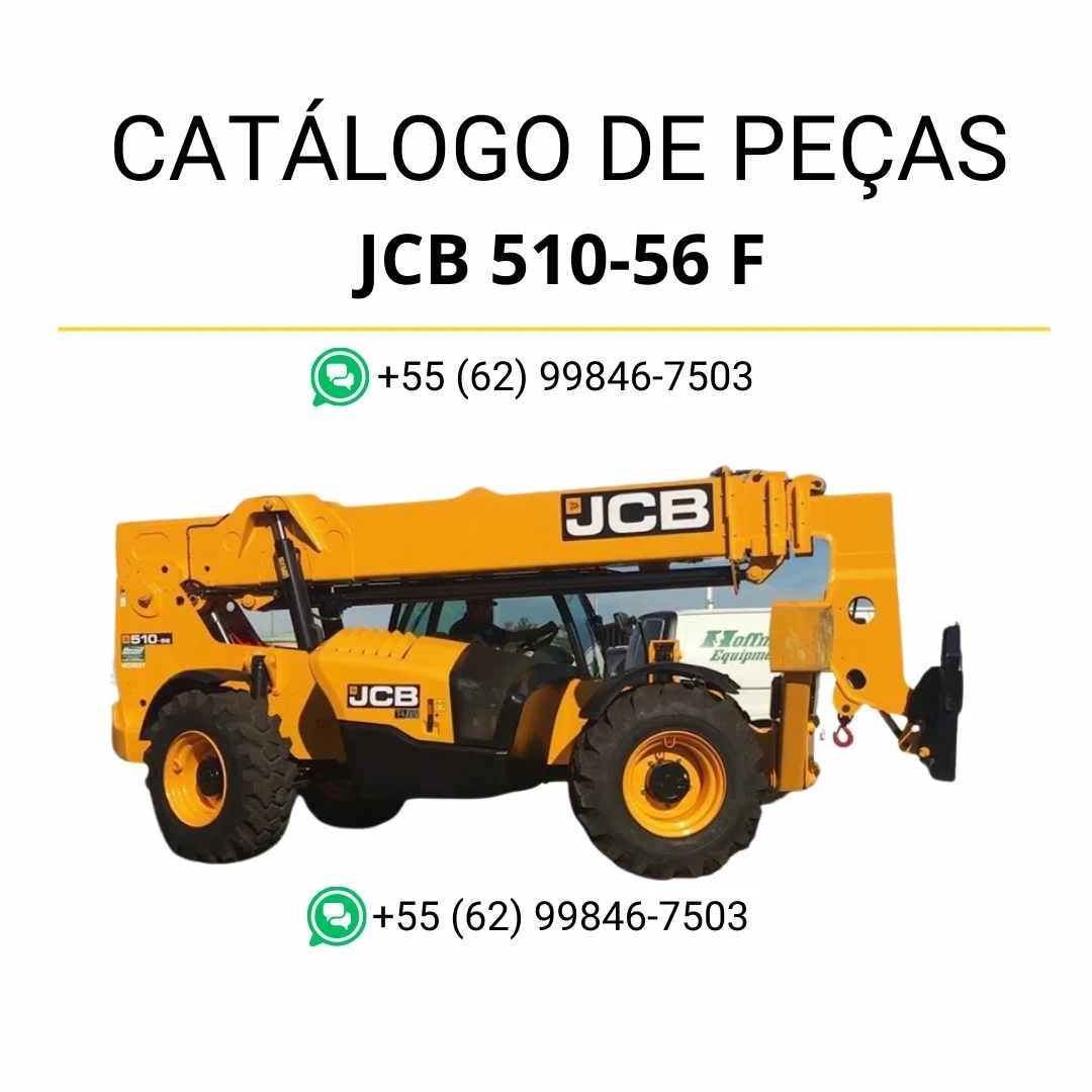 Catálogo de peças JCB 510-56 F em PDF para manipuladores telescópicos, trazendo ilustrações técnicas e identificação completa de componentes