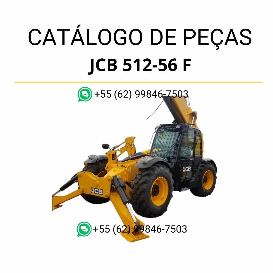 Catálogo de peças JCB 512-56 F em PDF para manipuladores telescópicos, com ilustrações técnicas e componentes originais identificados