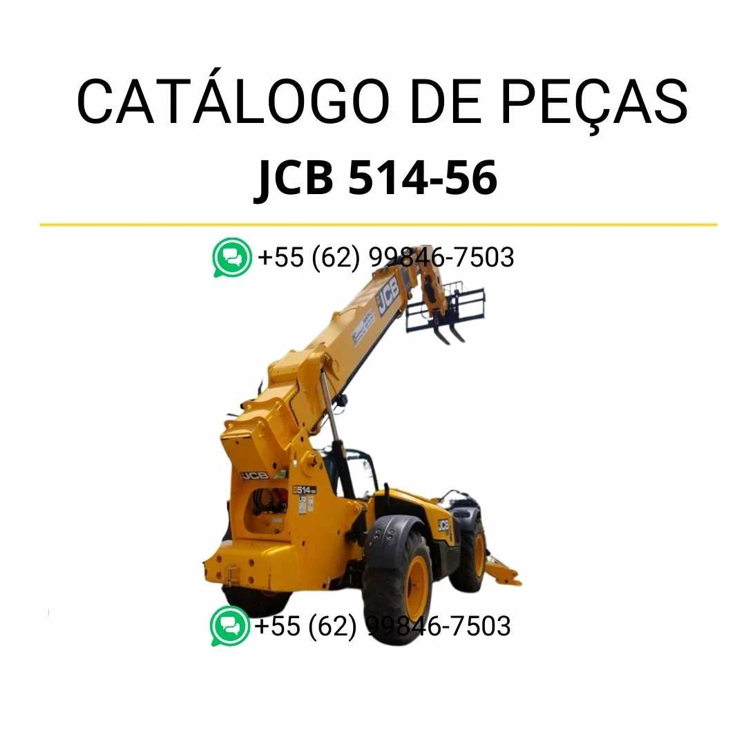 Catálogo de peças JCB 514-56 em PDF para manipuladores telescópicos, com diagramas técnicos e identificação completa dos conjuntos