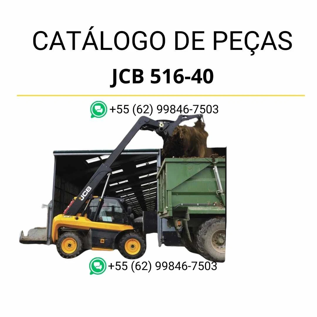 Catálogo de peças JCB 516-40 para manipuladores telescópicos em PDF, com ilustrações técnicas detalhadas e identificação completa dos componentes